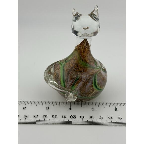 Mtarfa Artisans Centre Valletta Malta Hand Blown Glass Cat Figurine Swirl - Picture 9 of 10